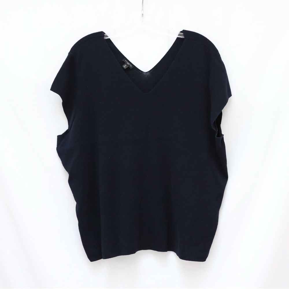 Talbots Midnight Blue Sleeveless Sweater Pullover 3X vest knit top navy classic